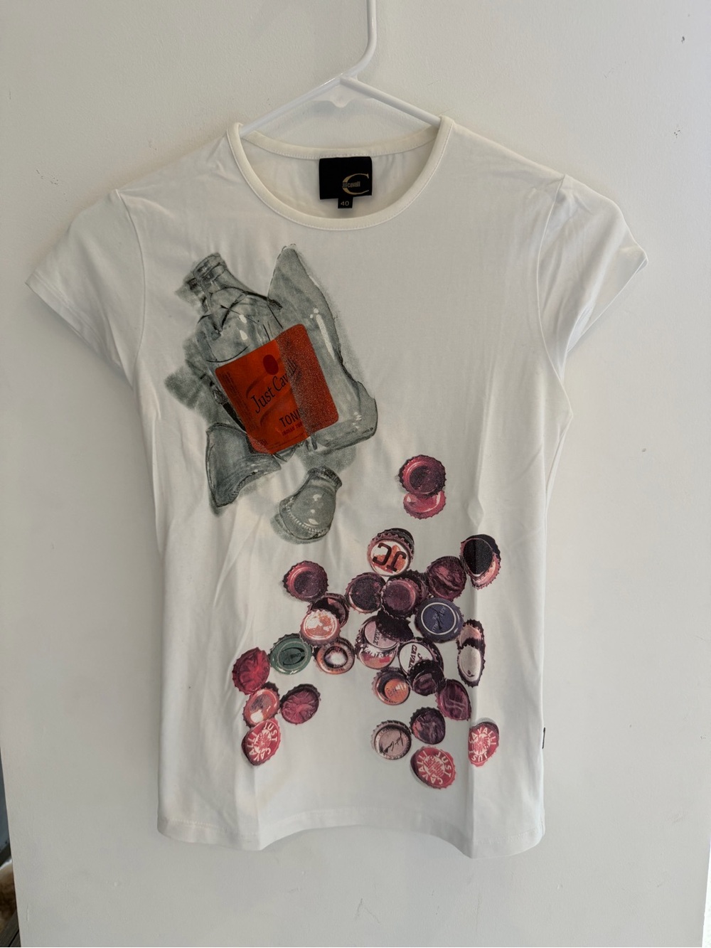 Vintage Just Cavalli White Tee with Gold Logo Tag
